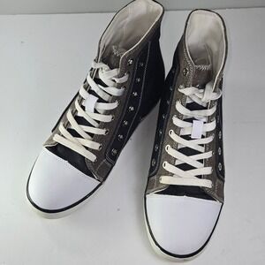 Calden High Top Canvas Sneakers Size 8 Denim White Toe Lace Up